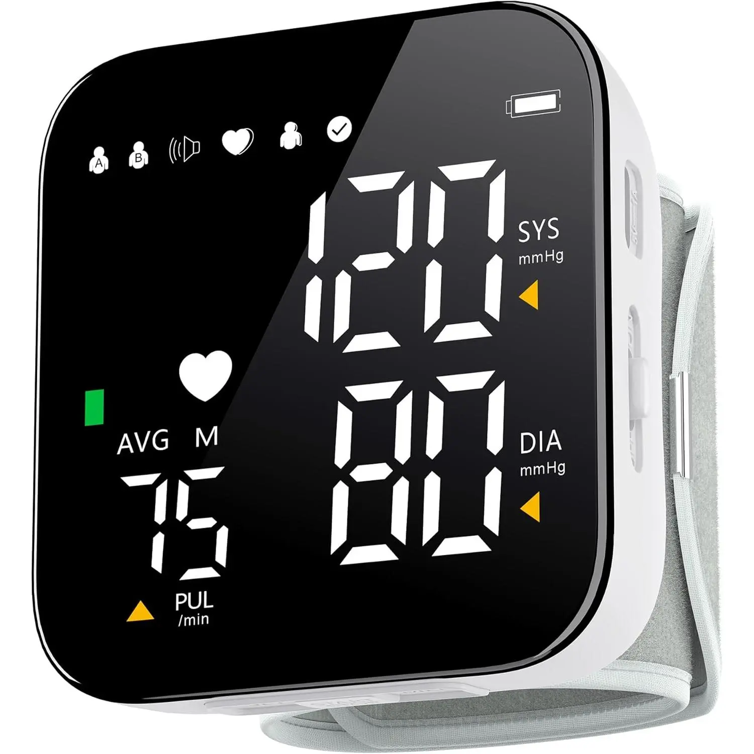 Rechargeable Wrist Blood Pressure Monitor - Health Monitor with Adjustable Cuff, Digital BP Machine, 2x90 Readings, Voice Broadcast, Backlit Display, Carrying Case for Home Healthcare Use