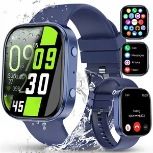 ERUN Silicone Smart Wristwatch - Bluetooth Calling, Heart Rate & Sleep Tracker, 5ATM Waterproof Multifunctional Device, 1.8" HD Touch Screen, Smartwatch for Android & iPhone Compatible Wearable for Men Women