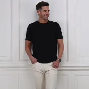 Lucca Luxury Touch Cotton and Silk T-Shirt Black