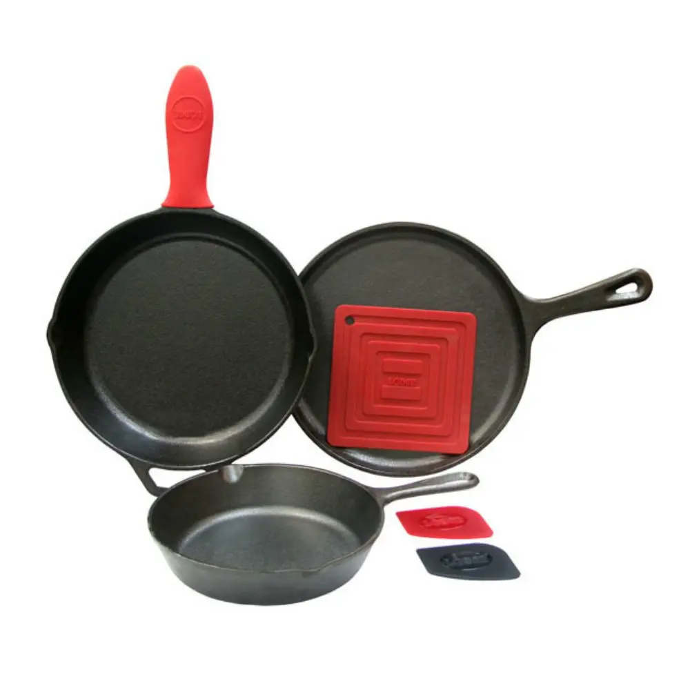 Lodge Essential 7-Piece Cookware Skillet Set, Black