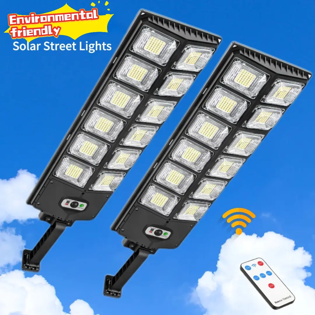 2-Pack - Super Bright LED Solar Light, Outdoor Parking Lot Light, Garden Solar Light (Dusk to Dawn), Wide Angle Sensor and Remote Control, Suitable fo