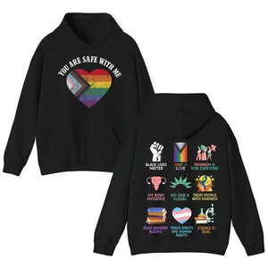 You Are Safe With Me Equality T-Shirt - Sweatshirt - Hoodie, Human Rights Top, Social Justice Gift For Activist, Anti Trump T-shirt, Rainbow LGBT Tee, Social Justice Gift, Full Size, Full Color