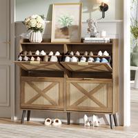 Rustic Oak Rattan-4 Flip Drawers