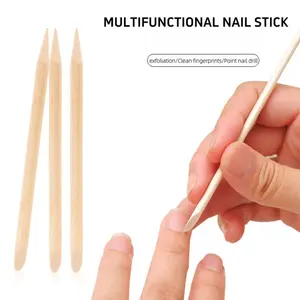 100pcs Nail Art Wood Sticks, Point Drill Rods, Dead Skin Pusher, Beauty Wooden Picks, Sharp & Slanted Nail Removal Tools
