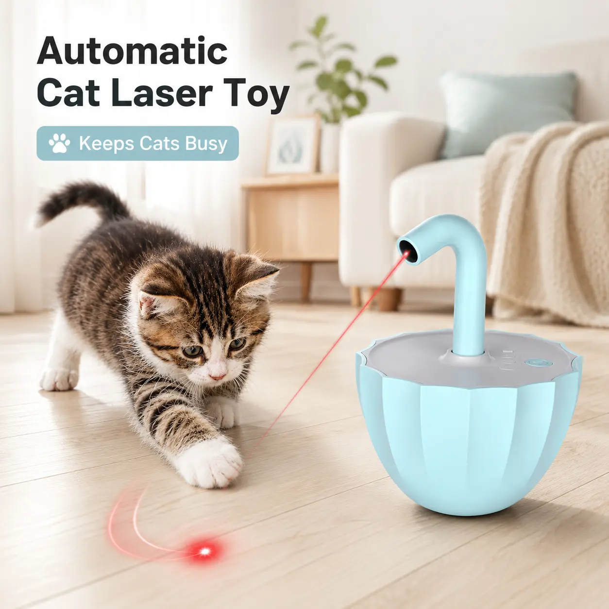 Clearance Smart Cat Laser Toy, Motion-Activated Interactive Tumbler Toy for Indoor Cats and Kittens, USB Rechargeable, 360° Random Movement, 3 Modes