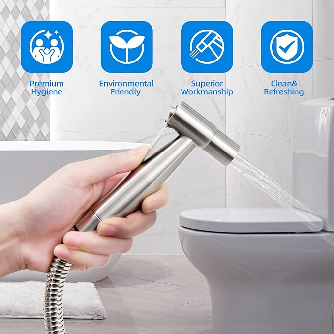 Bidetstoilets,Stainless Steel Toilet  Bidet Sprayer – Handheld Shower Head with Hose, Adjustable Jet Spray for Feminine Wash, Cloth Diapers & Muslim Shower, Easy Install, Must-Have Bathroom Accessory （1）