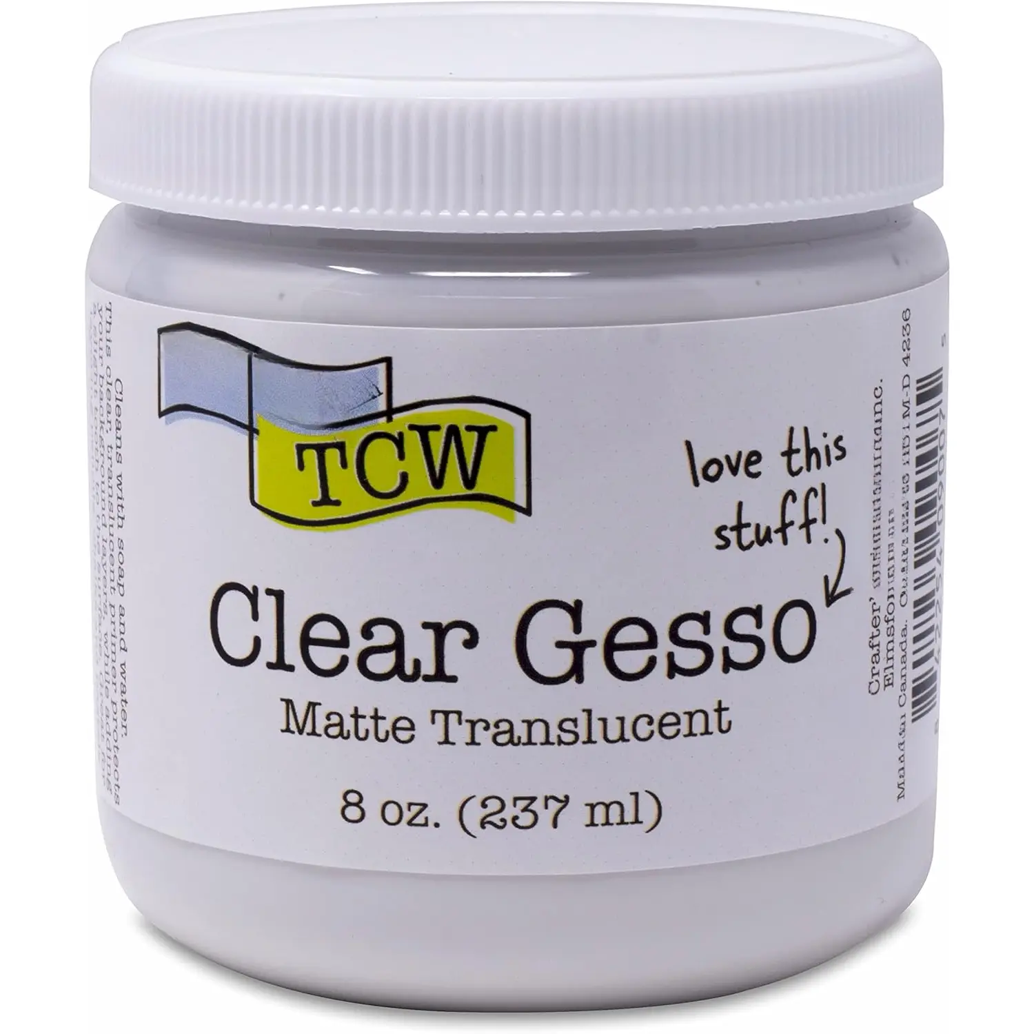 Gesso Medium, Surface Preparation and Primer, Sealer for Canvas, Paper, , Provides Sizing for  or Oils, Gesso, 8-oz, Clear