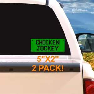 chicken jockey 8 bit vinyl decal retro block style sticker for car, wall, desk, computer case, laptop, gamer decor, funny mining craft quote