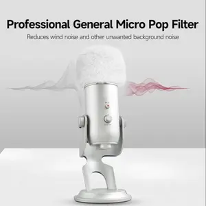 Pop Filter for Blue Yeti Microphone, Furry Mic Windscreen Cover Compatible with AM8, SoloCast, Yeti Pro/Nano, Razer Mini, Razer X, Razer Seiren V2 Pro and More USB Microphone, Live Streaming Mic, USB Streaming Mic