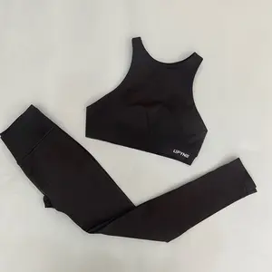 DFYNE Seamless Backless Workout Set – Sculpting Yoga Tank & High-Stretch Activewear Bottoms for Women