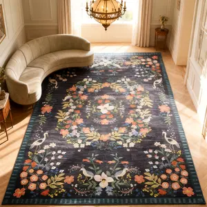 Living room carpet, Vintage floral rug,  Soft comfortable carpet with floral pattern,  Non-slip area rug, home decoration,  Easy to clean machine washable, Suitable for living room, bedroom, study, lounge, kitchen, bathroom,room decor, Home Decorative Rug