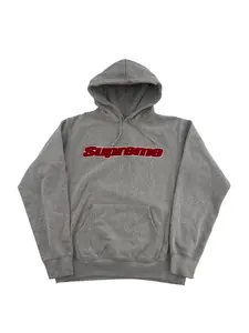 Supreme Logo Hoodie Grey - Lightly Worn