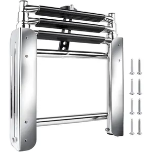 3 Step Telescoping Pontoon Boat Ladder, Under Platform Slide Mount Boat Boarding Ladder, 316 Stainless Steel Heavy Duty Marine Ladder with 600 Pound Capacity