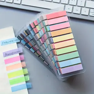 200 Sheets/pack European Vintage Fluorescent Pet Transparent Sticky Notes, Morandi Color Coded Adhesive Markers, Rectangular, 10 Mixed Colors, Adhesive Stickers, Adhesive Tabs