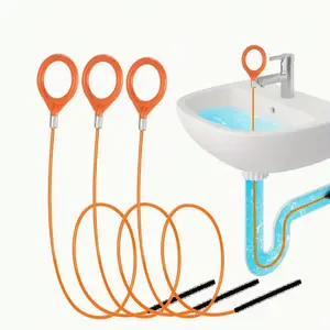 Drain Cleaning Tool Set, Hair Removal Cleaner, Shower Room Drain Unclogging Kit, Kitchen Sink Drain Plunger, Bathroom Accessories (130cm/200cm Random)