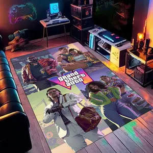 Grand Theft Auto game 04 cartoon print carpet, for use under home living room, bedroom and office chairs, a holiday gift for family and friends, a Christmas decoration carpet