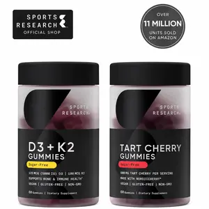 NEW IMMUNE AND JOINT BUNDLE - Featuring Vitamin D3 + K2 & Tart Cherry Sugar-Free Gummies Natural Supplements Dietary