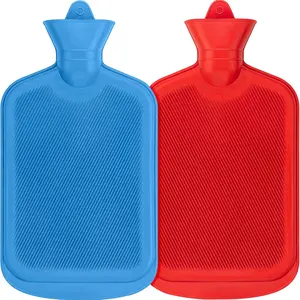 2 Pack Hot Water Bottle – 2 liter hot water bottles, durable, leak-proof, flexible heat therapy for pain relief, cramps & warmth