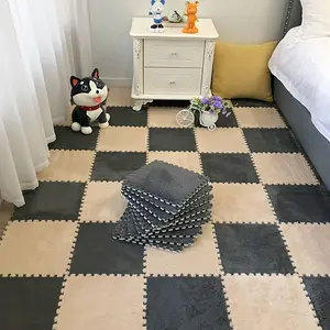 12pcs Interlocking Foam Floor Tiles in Solid Color Gray/White/Black - Soft, Washable, Waterproof, Non-Slip EVA Mats for Bedroom, Living Room, DIY Home Decor, Pet Spaces, and More