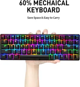 Mechanical Gaming Keyboard 18 Chroma RGB Backlit Keyboard with Type C Blue Switches 68 Keys Anti-ghosting Wired Game Keyboard macaron keyboard