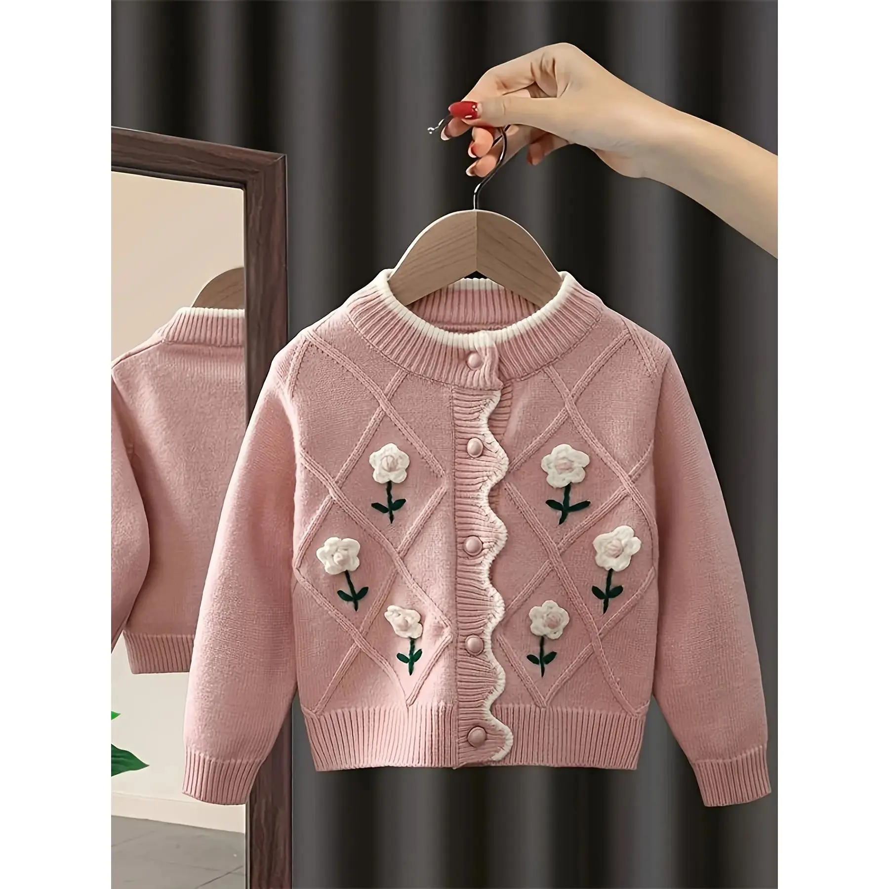 Girls' Spring New Style Sweater, Cute Baby Knit Cardigan Jacket, Fashionable Toddler Outerwear for Spring & Autumn Seasons, Baby Girl Clothes