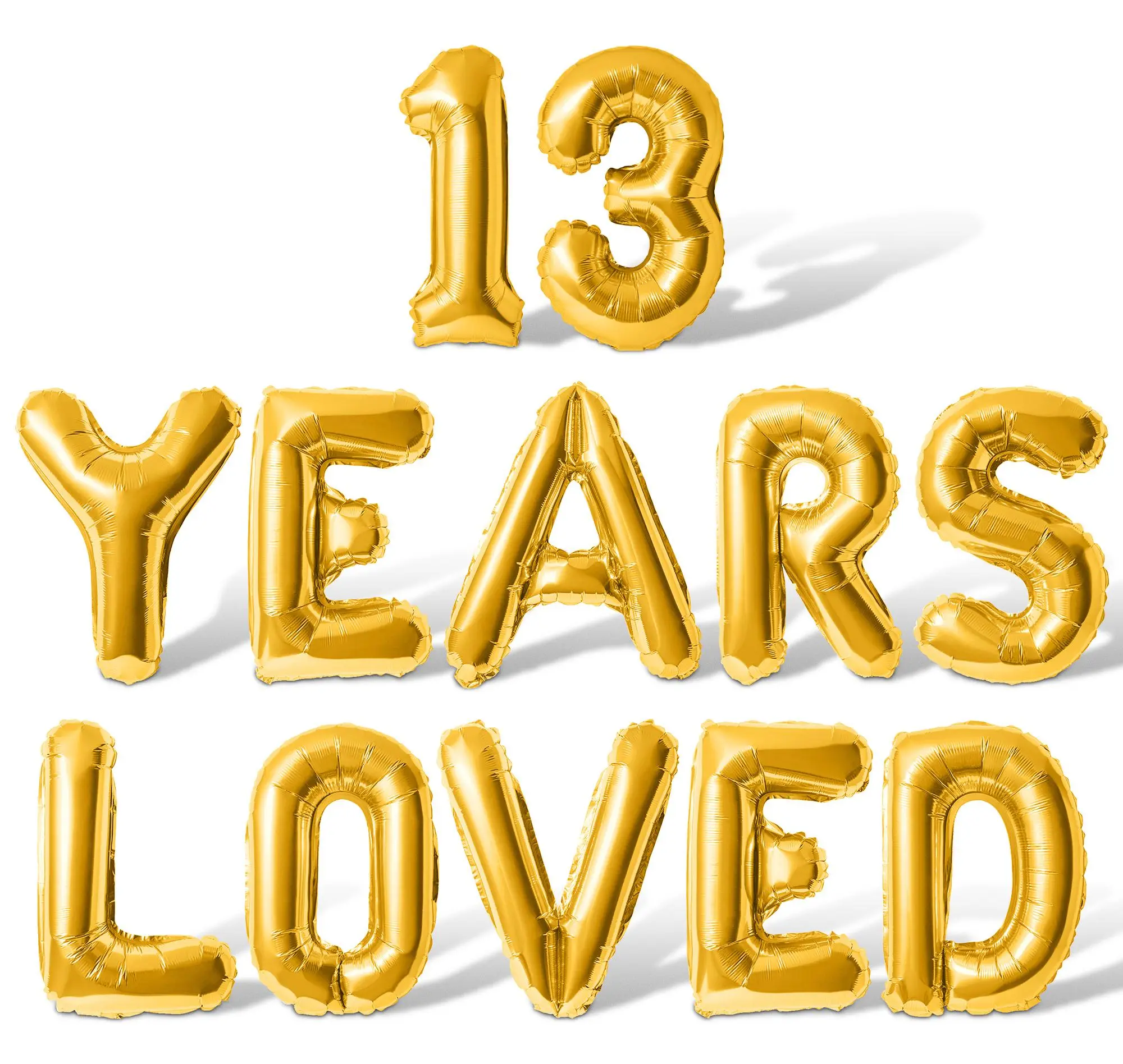 Letter Balloons - 13 YEARS LOVED 16" Inch Alphabet Letters Foil Mylar Balloon 13th Birthday Party Banner