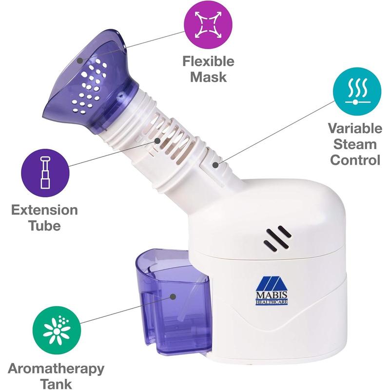 Facial Steamer, Steam Inhaler, FSA Eligible, Vaporizer or Vocal Steamer with Aromatherapy Diffuser and Soft Face Mask for Cleansing, Sinus Pressure, Congestion, Colds and Cough, 25mL