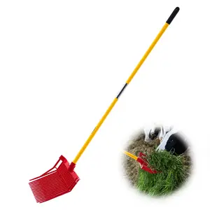 VEVOR  Manure Fork, 18 Angled Tines, Horse Manure Rake with Long Fiberglass Handle, 61 in Durable Plastic Pitchfork Muck Rake Tool for Gardening Horse Stall Stable Grass Hay Cleaning Farm Work