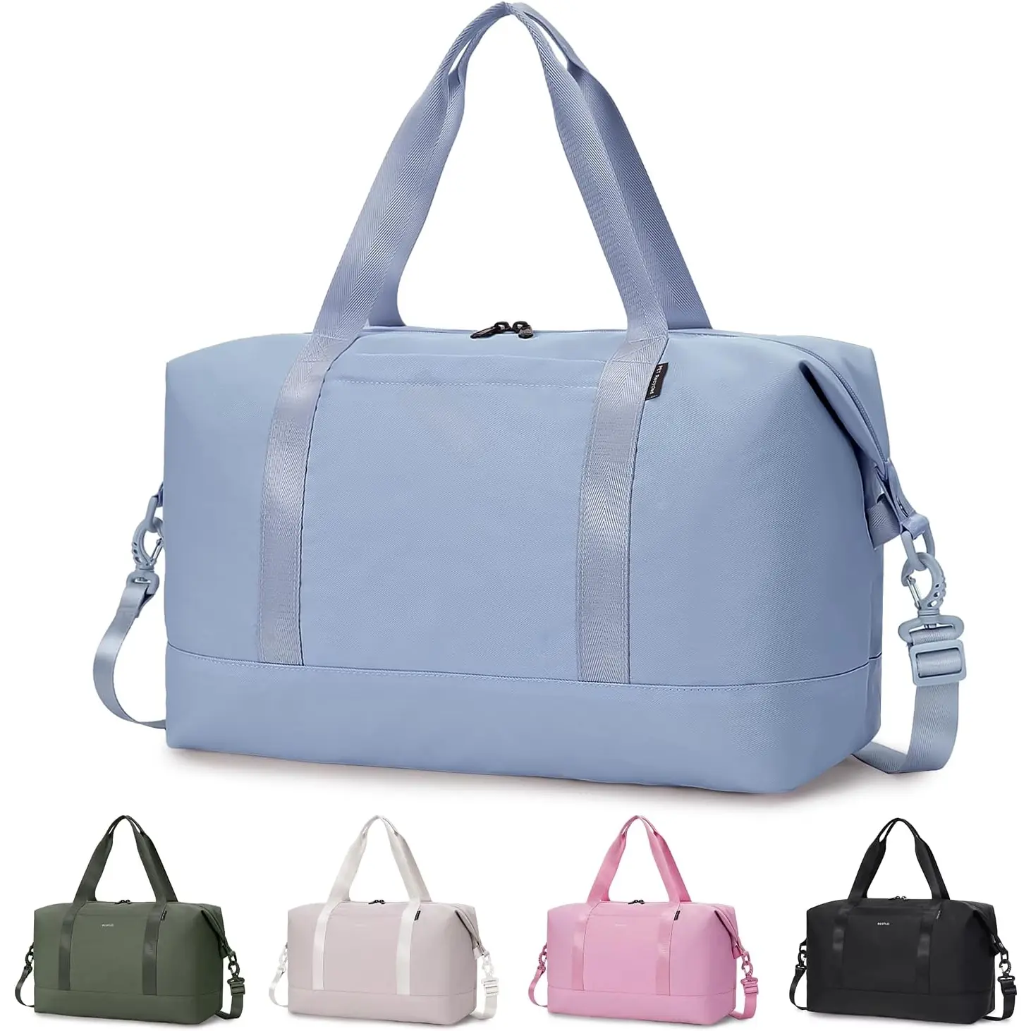 Travel Duffel Bag, 18x14x8 Personal Item Bag, Water Resistant  Gym Bag, Weekender Overnight Bags for Women Men, 30L Grayish Blue