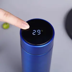 Electric Thermos with Digital Display - Blue Color - 29°C Temperature Indicator - Ideal for Hot and Cold Beverages