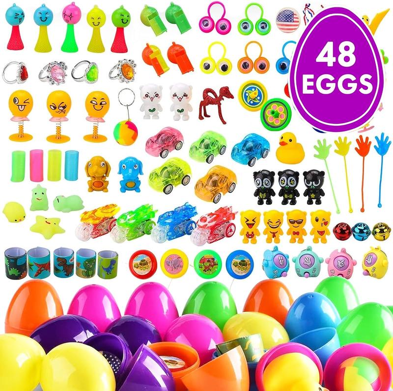 32/36/48/60 -Piece Prefilled Easter Eggs with with Toys - Ready-to-Use Easter Egg Hunt Kit for Kids, Boys & Girls - Non-Candy Party Favors