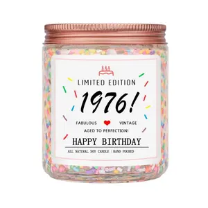 50th Birthday Gifts for Women Her, Decorations Gifts for 50 Year Old Woman, 50th Birthday Candles Scented - Limited Edition 1976 Handmade (Vanilla Birthday Cake Scent with Sprinkles)