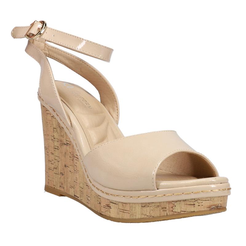 CL by Laundry Womens Beaming Platform  Casual Sandals Casual High Heel 3" & Up - Beige