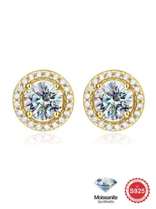 925 Sterling Silver Synthetic Moissanite Stud Earrings, Elegant Shining Stud Earrings for Women, Dating Party Eternal Promise Wedding Engagement Earrings