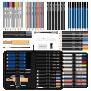 72 Pack Drawing Sketching Coloring Set,Include Professional Soft Core Colored Pencils,Sketch & Charcoal Pencils,Art Drawing Supplies for Artists Adults Beginner