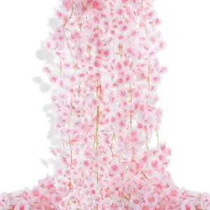 10 Pcs 59FT Artificial Cherry Blossom Garland, Pink Sakura Flower Vines Hanging Decor Hanging Silk Flowers Garland for Home Wedding Garden Party Arch Office Sakura Home Decor(Pink)