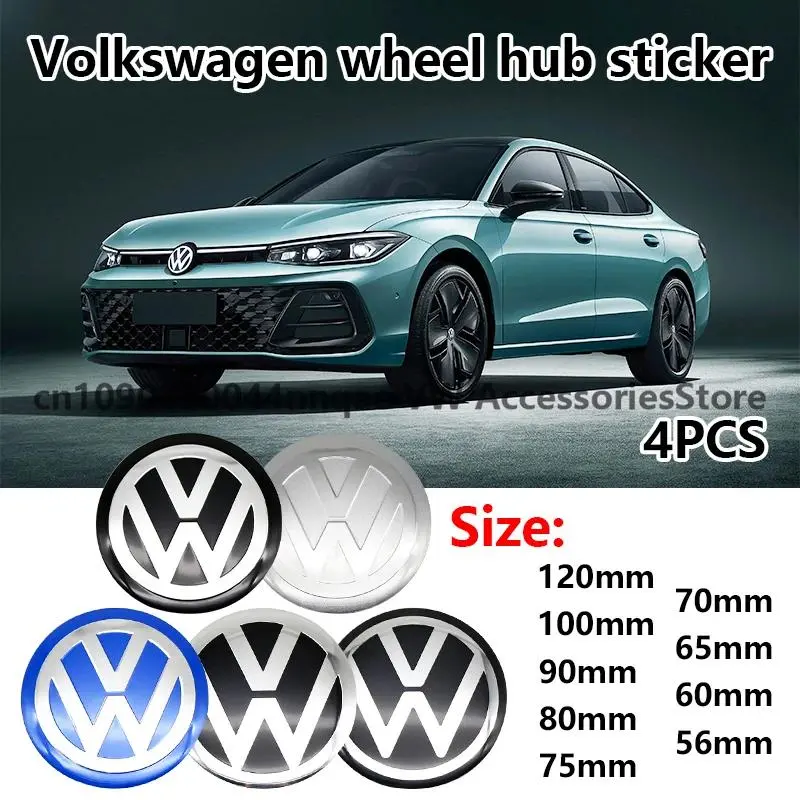 Car Wheel Center Decoration Stickers, Fits Volkswagen Golf 5th Gen, Polo, Passat, Tiguan, CC, Beetle, Sagitar Models, 4pcs Set