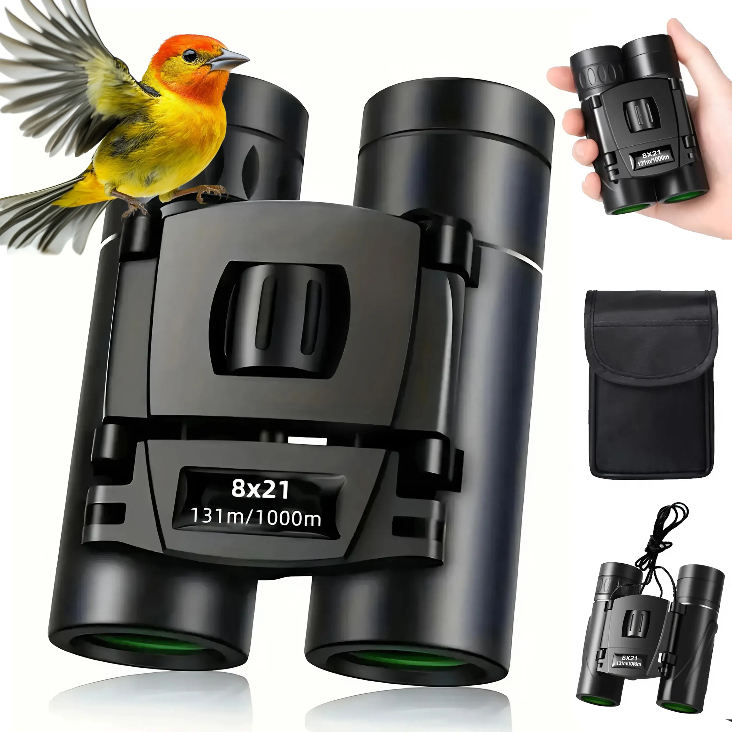 8x21 Mini Binoculars for Adults & Kids – High Powered Mini Pocket Binoculars for Bird Watching, Travel, Sports and Outdoors
