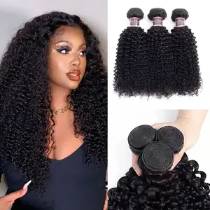 OQ HAIR Kinky Curly Hair Bundles 100% Virgin Human Hair Weaving Natural Black Color 1 3 4 Bundle Deals Double Weft Sew in Hair Extensions #SummerVibes