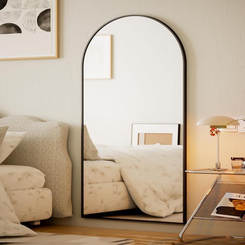 77"x38" Large Arch Mirror Full Length,  Wall Mirrors with  Alloy Frame, Full  Floor Mirror for Bedroom, Dressing Room, Black
