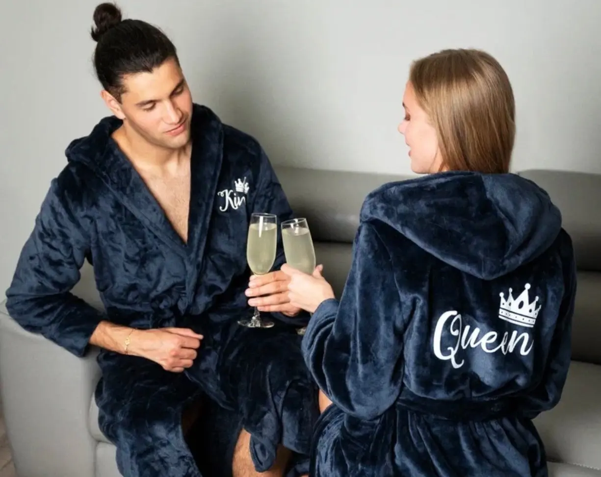 Mr and Mrs Custom Hooded Long Bathrobes