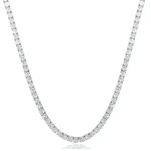 [5A+ Cubic Zirconia] Tennis Necklace, Gold & White Gold Plated CZ Diamond Chain, Adjustable Length 18–22 Inch, Ideal Gift for Women