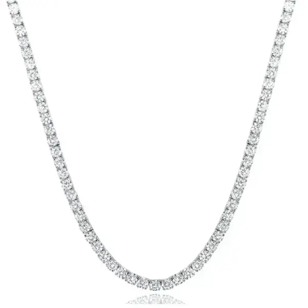 Women's 5A+ CZ Diamond Stones Micro Tennis Necklace, 5mm Gold-White Gold Plated, 18-22in Adjustable Chain (20inches Included), Everyday Shine Piece, Ideal Gift Option