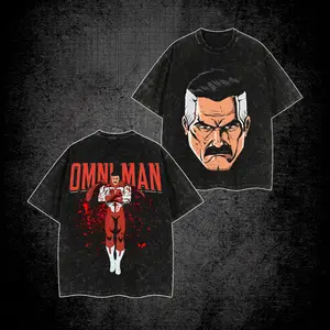 Omni-Man Vintage Washed Shirt, Invincible Omni-Man Graphic Tee, Viltrumite Superhero Shirt, Animated Comic Fans T-Shirt, Retro Streetwear Graphic Tee, Superhero Cartoon Cotton Shirt, Comic Book Character Tee