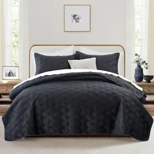 Ultrasonic Embossed Lydia Velvet Bedspread Set – Soft Quilted Microfiber Bedding Set with Pillow Shams, All-Season Lightweight Warmth, Wrinkle & Fade Resistant Coverlet in Twin(1-Piece), Full/Queen(2-Piece) & King(3-Piece) sizes
