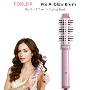 FORLIFA-Pro Airblow Brush:2‑in‑1 Thermal Styling Brush, AirBlow Tech with Cooling Air, 1.2billion Negative Ions,Triple Hair Protect,  Automatic Shut-Off, Anti-Tangle, Straightening Bristle Straightening Comb,Summervibes