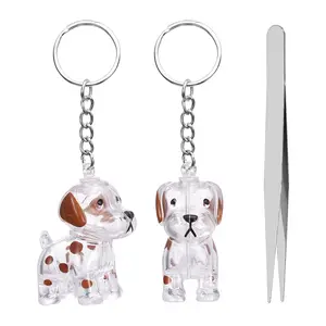 PETAXCELL Dog Hair Collector Keychain with Tweezers, Pet Hair Storage Box Locket Memory Ornament Charm Fur Keepsake Bottle 2pcs, Intended for Bag Decor Key Holder