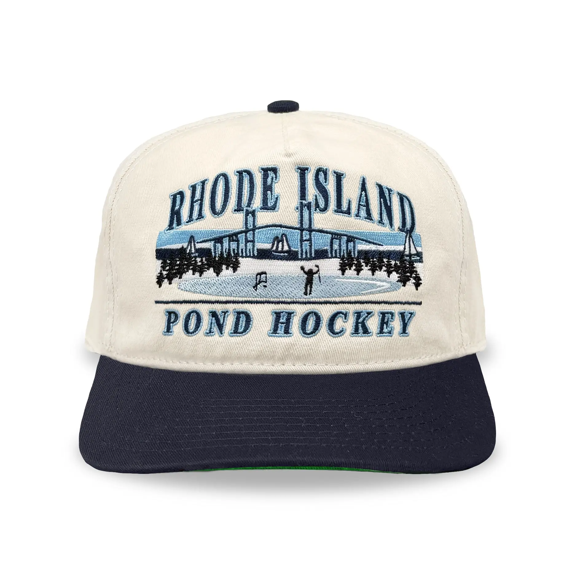 Rhode Island Pond Hockey Snapback: Cream