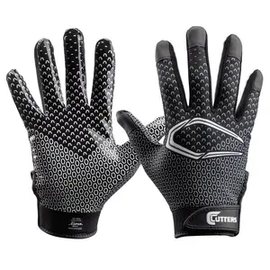 Cutters Game Day Football Receiver Glove with Silicone Grip, Child S/M, Black