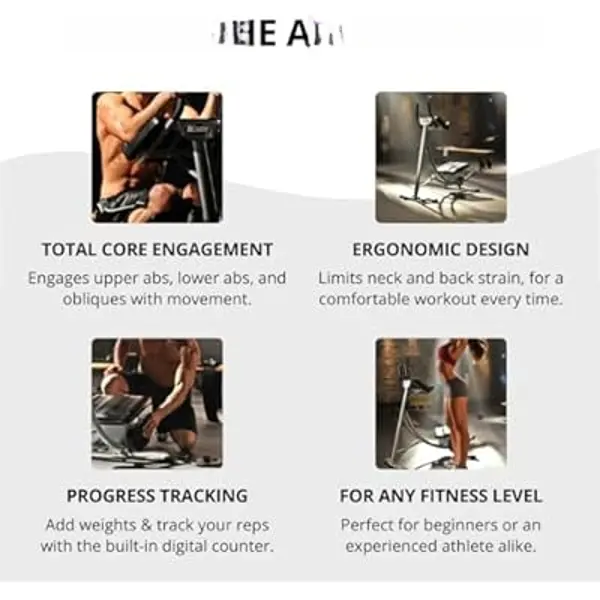 MAX Ab Machine Exercise Equipment For Home Gym, Less Stress on Neck & Back, Abdominal / Core Fitness Equipment for All Levels, Black